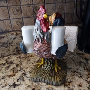 Handsome rooster salt/pepper/napkin holder
